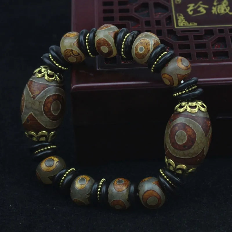 Natural Tibetan Old Agate Dzi Bead Bracelet Men Stone Luck Bracelet
