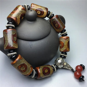Tibetan Old Agate 3-eyed Bead Bracelet Retro Joker Bracelet