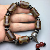 Tibetan Old Agate 3-eyed Bead Bracelet Retro Joker Bracelet