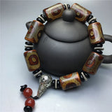 Tibetan Old Agate 3-eyed Bead Bracelet Retro Joker Bracelet