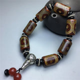 Tibetan Old Agate 3-eyed Bead Bracelet Retro Joker Bracelet