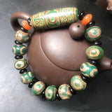 Tibetan Reflux Green Agate Bracelet, Beaded Beads Jewelry