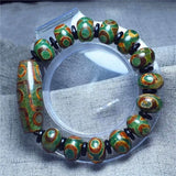 Tibetan Rough Stone Dzi Bead Bracelet Three Eyes Nine Eyes Agate Bracelet 15mm