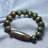 Tibetan Rough Stone Dzi Bead Bracelet Three Eyes Nine Eyes Agate Bracelet 15mm
