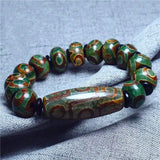 Tibetan Rough Stone Dzi Bead Bracelet Three Eyes Nine Eyes Agate Bracelet 15mm