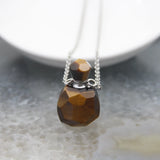Tiger Eye/Amethysts Faceted Quartz Perfume Bottle Pendant