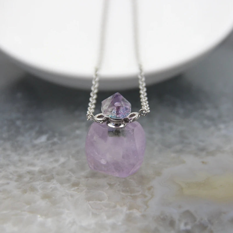Tiger Eye/Amethysts Faceted Quartz Perfume Bottle Pendant