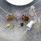 Tiger Eye/Amethysts Faceted Quartz Perfume Bottle Pendant