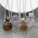 Tiger Eye/Amethysts Faceted Quartz Perfume Bottle Pendant