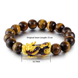 Tiger Eye Beaded Mens Bracelet w/ Pixiu Charm