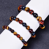 Yellow and Red Tiger Eye Stone Single Loop Elastic Cord Bracelet