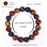 Yellow and Red Tiger Eye Stone Single Loop Elastic Cord Bracelet