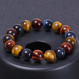 Yellow and Red Tiger Eye Stone Single Loop Elastic Cord Bracelet