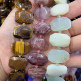 Tiger Eye Green Jade Strawberry Quartz Beads 15'' Square DIY Loose Beads