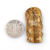 Natural Tiger Eye Carved Bamboo Pendant for Women Necklace