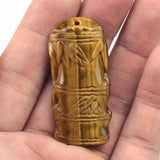 Natural Tiger Eye Carved Bamboo Pendant for Women Necklace