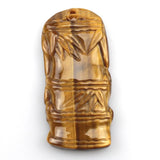 Natural Tiger Eye Carved Bamboo Pendant for Women Necklace