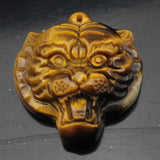 Natural Tiger Eye Pendant Carved Tiger Head Pendant For Gift Necklace