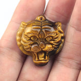 Natural Tiger Eye Pendant Carved Tiger Head Pendant For Gift Necklace