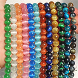 Tiger Eye Stone Bead Multicolor Round Cat Eye Loose Spacer Beads