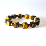 Tiger Eye Beaded Bracelet Cube Gemstone Women's Jewelry