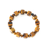 Tiger Eye Beaded Bracelet Cube Gemstone Women's Jewelry