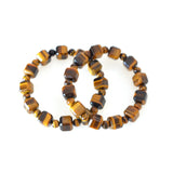 Tiger Eye Beaded Bracelet Cube Gemstone Women's Jewelry