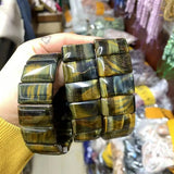 Natural Tiger Eye Stone Beads Bracelet Gemstone Bangle DIY Jewelry