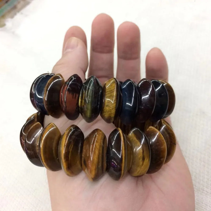 Tiger Eye Stone Beads Bracelet Gemstone Bangle Fine Jewelry for Man Woman Gift