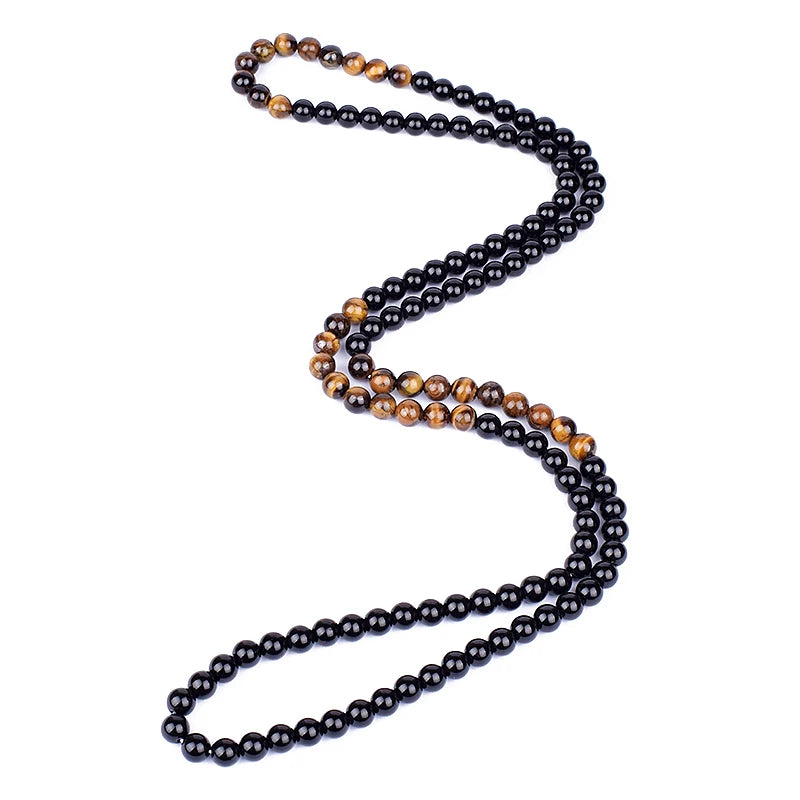 Tiger Eye Stone Beads Necklace for Meditation Yoga Men Women
