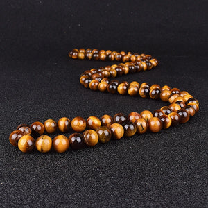 Tiger Eye Stone Beads Necklace for Meditation Yoga Men Women