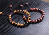 Tiger Eye Stone Bracelet 8mm Round Beads Braided String Adjustable