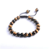 Tiger Eye Stone Bracelet 8mm Round Beads Braided String Adjustable