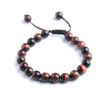Tiger Eye Stone Bracelet 8mm Round Beads Braided String Adjustable