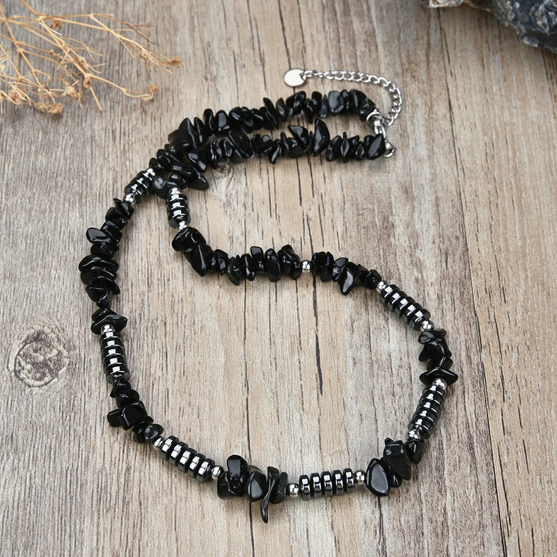 Tiger Eye Stone Catholic Beads Necklace Hematite Jewelry