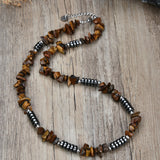 Tiger Eye Stone Catholic Beads Necklace Hematite Jewelry