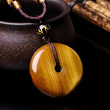 Tiger Eye Stone Cicada Pendant Necklace Charm Jewellery