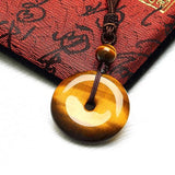 Tiger Eye Stone Cicada Pendant Necklace Charm Jewellery