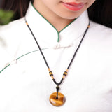 Tiger Eye Stone Cicada Pendant Necklace Charm Jewellery