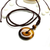 Tiger Eye Stone Cicada Pendant Necklace Charm Jewellery