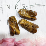 Tiger Eye Stone Cicadas Quartz Crystal Hand Carved Mineral Specimen