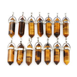 Tiger Eye Stone Pillar Point Pendants Necklace 24PCS