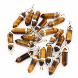 Tiger Eye Stone Pillar Point Pendants Necklace 24PCS
