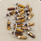 Tiger Eye Stone Pillar Point Pendants Necklace 24PCS