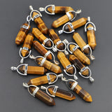 Tiger Eye Stone Pillar Point Pendants Necklace 24PCS