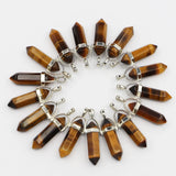 Tiger Eye Stone Pillar Point Pendants Necklace 24PCS
