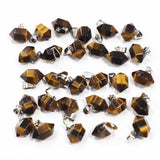 Tiger Eye Stone Pillar Necklaces Pendants Reiki Charms DIY Jewelry 30Pcs