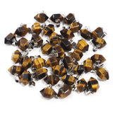 Tiger Eye Stone Pillar Necklaces Pendants Reiki Charms DIY Jewelry 30Pcs
