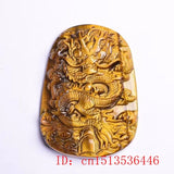 Tiger Eye Jade Dragon Pendant Necklace Amulet Luck Women Men