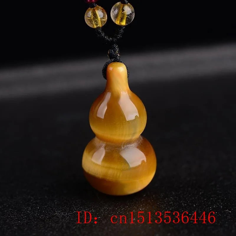 Tiger Eye Gourd Pendant Necklace Amulet Luck Charm Jewelry